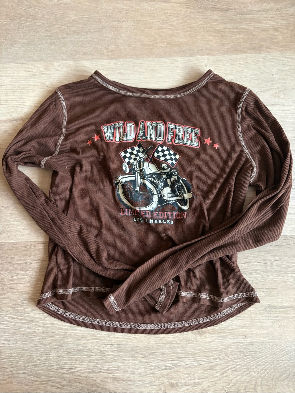 Wild and Free Brown Graphic Kids Long-Sleeve Top
